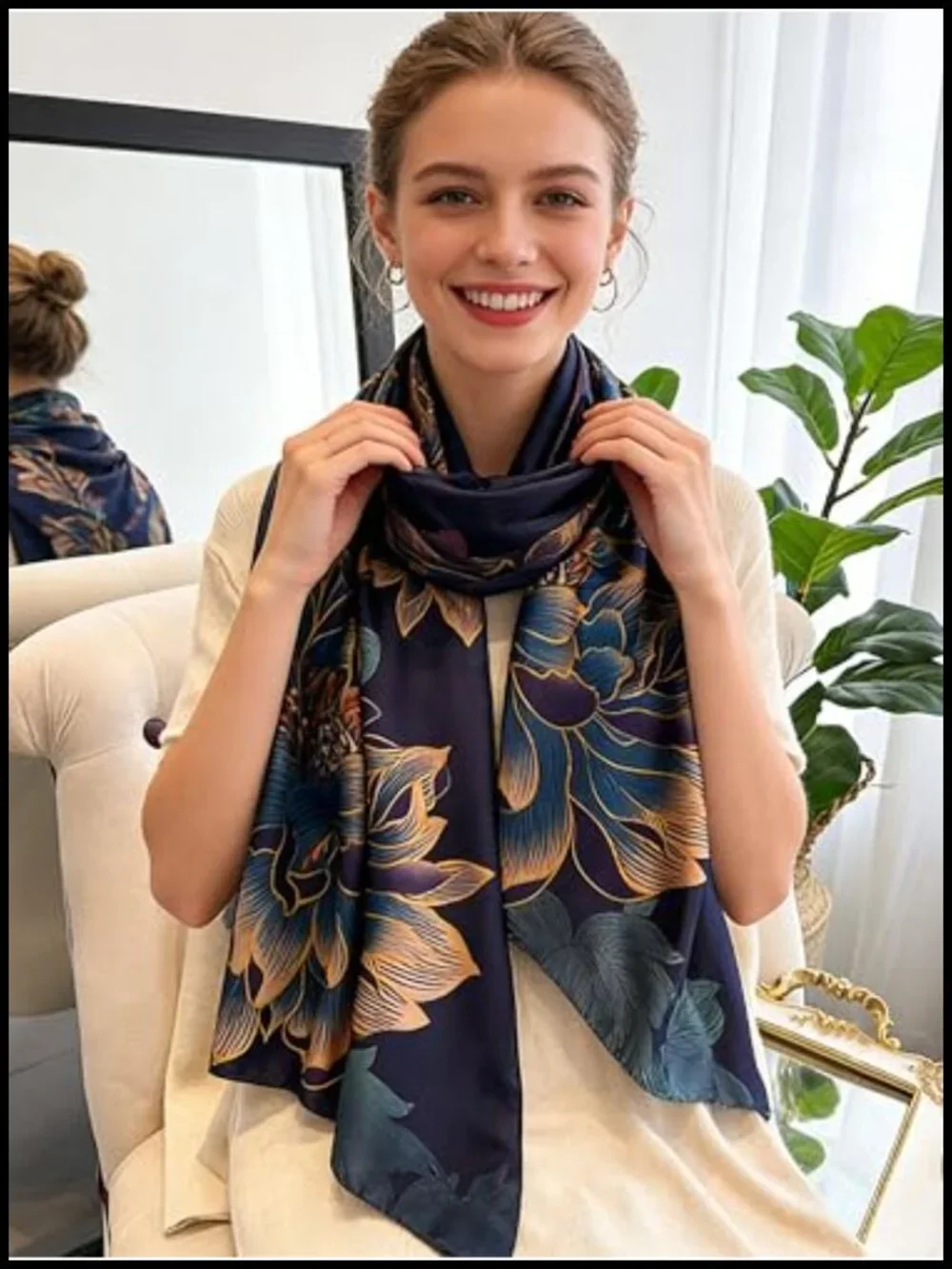 Silky Satin Scarf for Women, Lightweight Shawl Wrap, Versatile Hair Neck Scarf